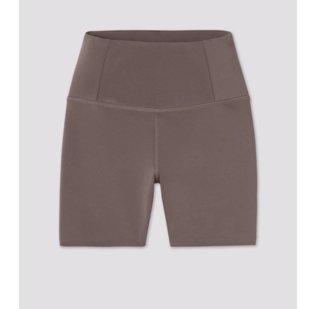 girlfriend collective High-Rise Athletic Bike Shorts in Taupe